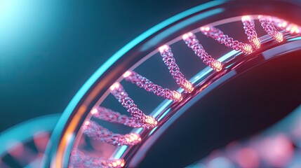 Poster - magnified view of digital cloning process on futuristic screen showcasing multiple identical dna sequences being created