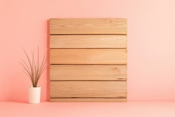Poster - minimalist wooden plank arranged elegantly on clean solid color background creates serene atmosphere