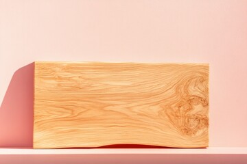 Poster - minimalistic photo of elegantly designed wooden plank on solid color background showcasing its grain and texture