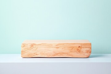 Poster - minimalistic photo of elegantly designed wooden plank on solid color background showcasing its grain and texture