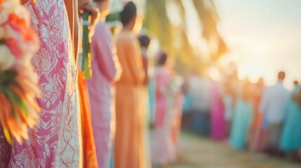 Poster - capture modern ritual from unique culture showcasing vibrant colors and traditional attire with people engaged in ceremony