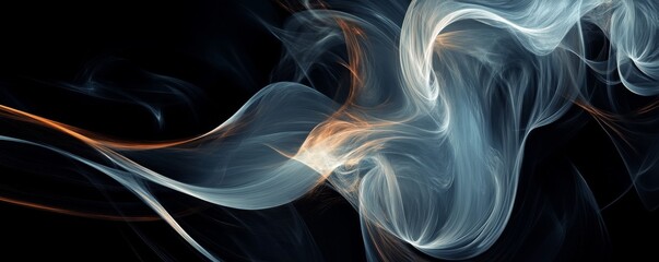 Poster - Abstract swirling smoke with orange and blue hues, digital art concept