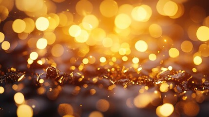 Poster - A close-up shot of raw gold nuggets glimmering under soft bokeh lights, symbolizing luxury, wealth, and the timeless allure of precious metals