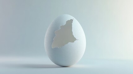 Poster - A cracked eggshell, revealing the pure creamy white inside, set against a simple background, evoking freshness, purity, and natural beauty