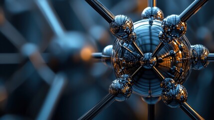 Poster - A close up of a metallic sphere with many small balls on it