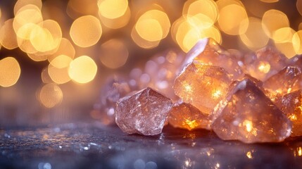 Poster - A detailed shot of raw gold nuggets, sparkling under warm bokeh lights, capturing the allure of precious metals and the promise of wealth