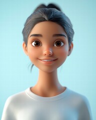 Poster - Happy cartoon girl. AI.