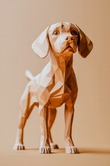 Canvas Print - A polygonal dog figurine. AI.