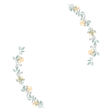 Hand drawn floral wreath for wedding invitation card design