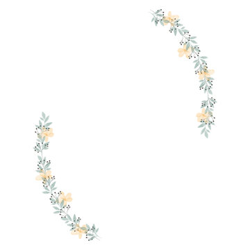Hand drawn floral wreath for wedding invitation card design