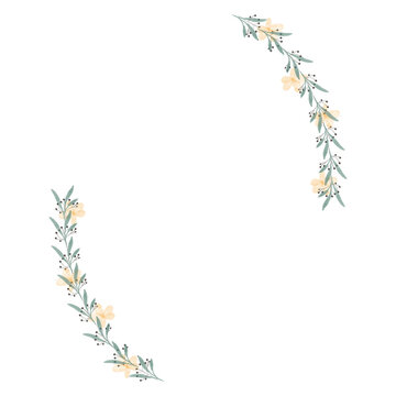 Hand drawn floral wreath for wedding invitation card design