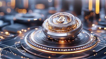 Poster - Exploring cryptocurrency evolution bitcoin innovation digital finance hub 3d render futuristic environment close-up perspective blockchain technology insights