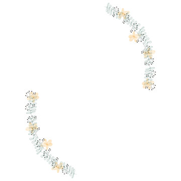 Hand drawn floral wreath for wedding invitation card design