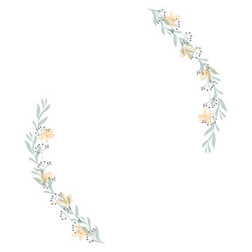 Hand drawn floral wreath for wedding invitation card design