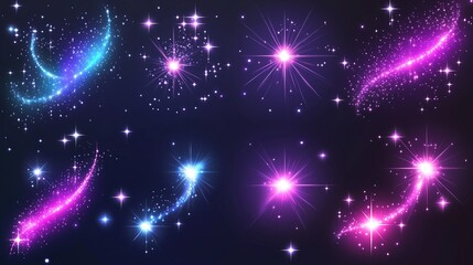Poster - Colorful cosmic background with swirling stars and radiant celestial elements in deep space