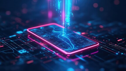 Poster - Modern Smartphone Displaying Intricate Circuit Design Representing Technology Innovation and Connectivity in a Sleek and Futuristic Context