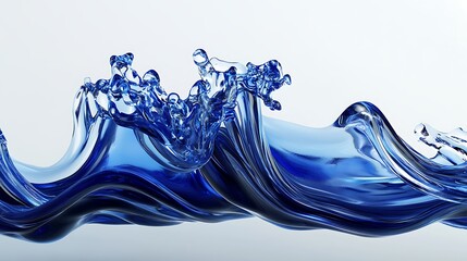 Poster - Abstract graphic of flowing blue water, dynamic wave patterns, transparent effect, light background, digital artwork, studio shot, fluid movement, vibrant colors, high resolution, modern design