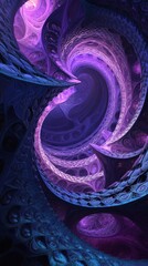 Fototapete - Abstract 3D geometric design intricate purple and blue structures forming an endless tunnel The shapes twist and overlap creating a sense of depth and movement in this dynamic visual