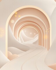 Poster - Creative pathway design abstract environment digital artwork soft tones 3d viewpoint visual concept