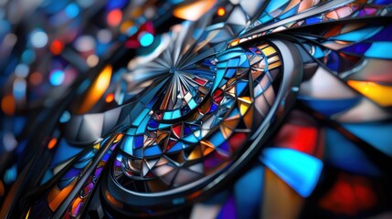 Poster - a colorful, abstract design with a blue center and red and yellow edges