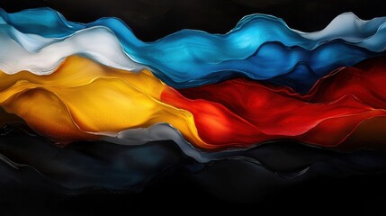Poster - A colorful wave of fabric with a black background