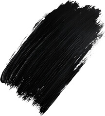 This image showcases a thick, textured black paint stroke on a clean white background, emphasizing contrast and artistic expression through color and form.