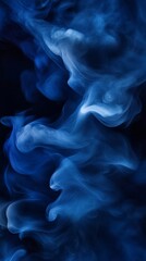 Poster - Abstract blue smoke swirling on dark background, ethereal and mysterious concept