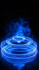 Aufkleber - Blue swirling light vortex in darkness, digital abstract art concept