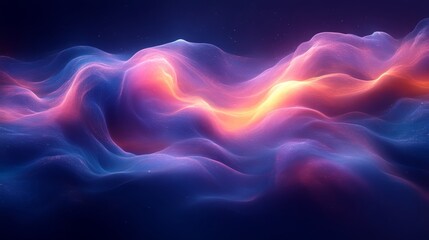 Poster - Abstract colorful wave forms with neon light and flowing textures. Futuristic digital art and creativity concept