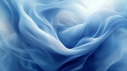 Poster - Ethereal swirling blue and white abstract background, smooth fabric texture. Dreamy art and flow concept