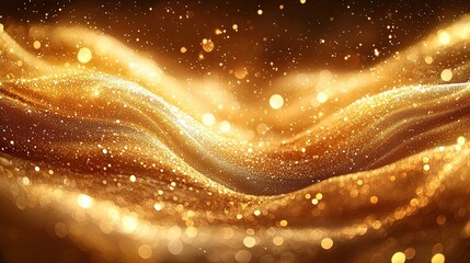 Poster - Captivating golden waves of shimmering light create a mesmerizing visual experience in an artistic composition
