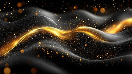 Poster - swirling waves of golden light and shimmering particles create a mesmerizing visual experience in an