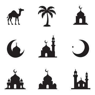 A mosque in black and white with the words 