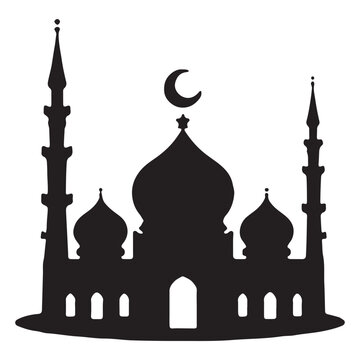 Islamic Mosque and Crescent Moon