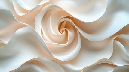 Poster - elegant swirl of soft cream fabric creates a delicate rose-like pattern with intricate folds and cur