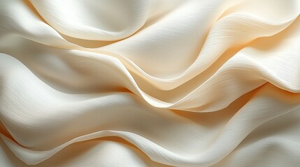 Poster - Smooth cream-colored fabric with gentle waves highlights texture and elegance in soft lighting