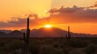 © BONDET LUCKY - Arizona Sunset Landscape Desert Cactus Silhouette at Golden Hour