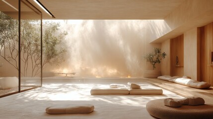 Poster - Intense dust cloud moving through space resembling a sandstorm highlighting natural wood and soft textiles