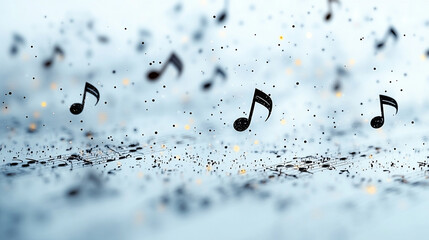 Poster - Abstract Music Notes Floating Background Design Digital Art Image blue grey style light visual      