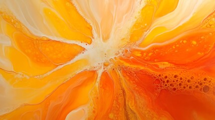 Aufkleber - Vibrant abstract painting with swirling orange and yellow patterns, contemporary art concept