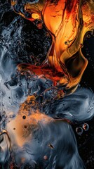 Fototapete - Liquid stiff shapes collide in an abstract art design with molten forms floating on a detailed 3D illustrated background Ideal for creating posters and musical covers with dynamic energy