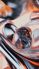 Poster - Molten objects stiff geometric forms swirl in a fluid abstract art design set against a 3D illustrated background Ideal for posters musical covers and prints that push artistic boundaries