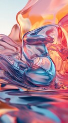Poster - Molten objects stiff geometric forms swirl in a fluid abstract art design set against a 3D illustrated background Ideal for posters musical covers and prints that push artistic boundaries
