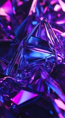 Fototapete - Purple blue geometric shapes collide in an abstract 3D render with a futuristic feel The sharp angles and smooth surfaces reflect glowing light making the design pop with vibrant color