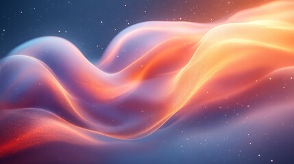 Poster - Abstract multicolored wave texture with glowing particles, futuristic digital art concept