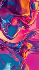 Poster - Stiff geometric shapes molten liquid forms come together in a fluid abstract art design with a vibrant 3D illustration backdrop Ideal for creating posters musical covers or bold art prints