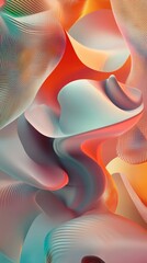 Poster - Stiff geometric shapes molten liquid forms come together in a fluid abstract art design with a vibrant 3D illustration backdrop Ideal for creating posters musical covers or bold art prints