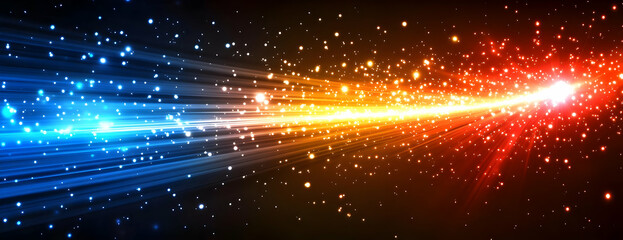 Poster - Blue-orange light streak, cosmic background