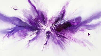 Poster - Abstract purple paint splash on white canvas, dynamic and vibrant art concept