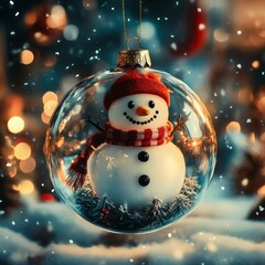 Fototapete - Happy snowman the christmas bauble over the winter Arqum Aulakh50 relaxed